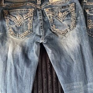 Miss Me Blue Boot Cut Jeans with Embellished Pockets